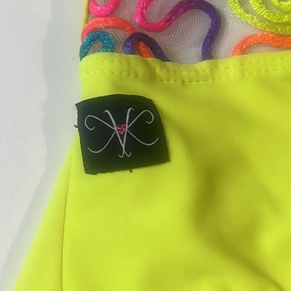Kandi Kouture XL leotard neon yellow cotton candy dance wear costume 10 12 girls - Picture 5 of 16